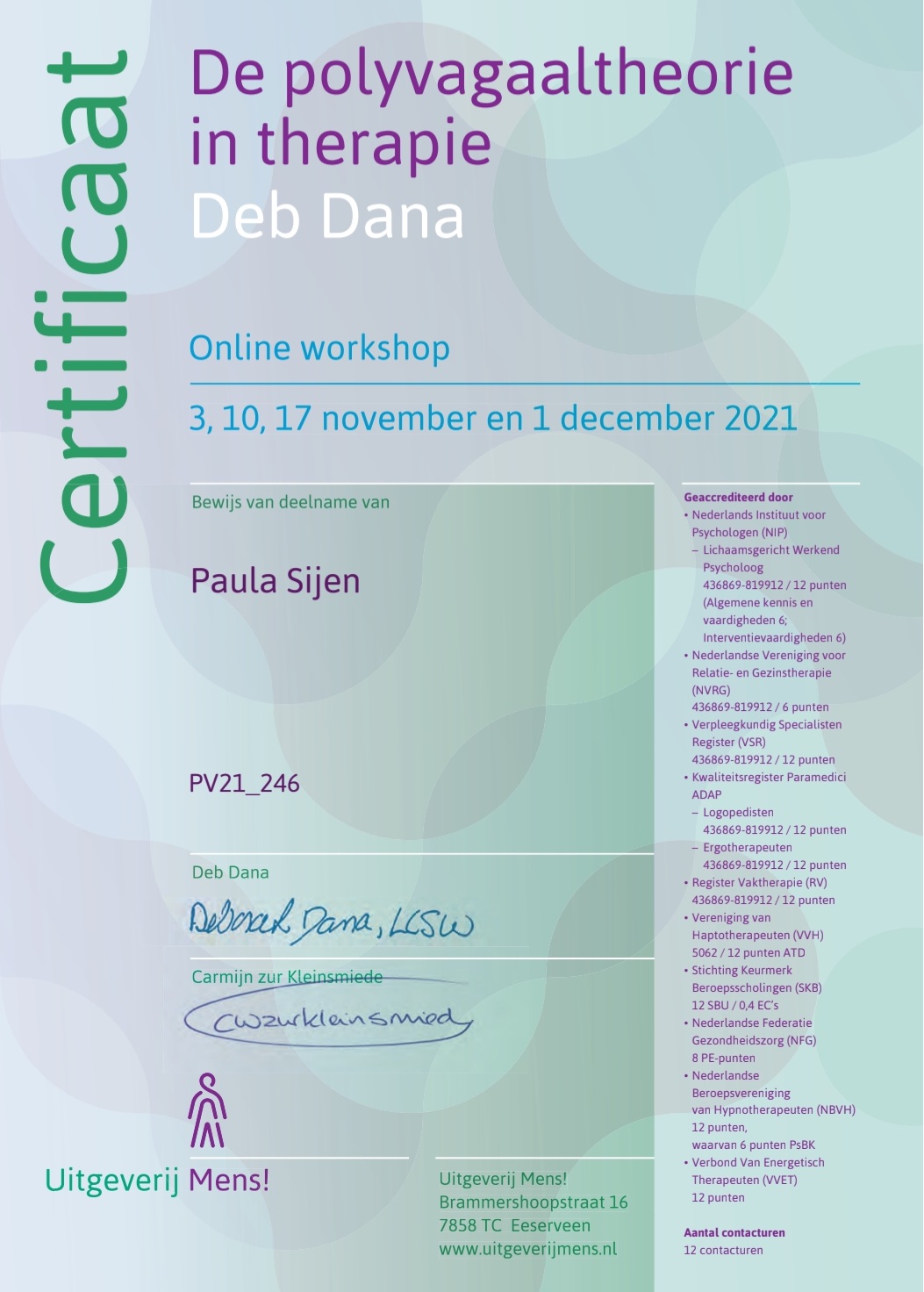 deb dana certificaat